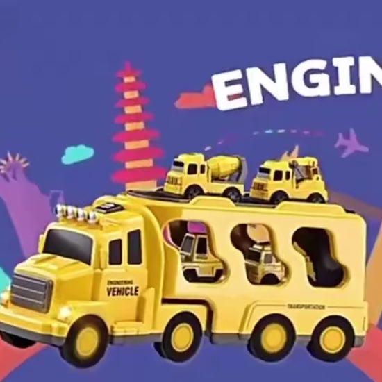 construction carrier truck with 4 mini vehicles music and lights